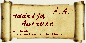 Andrija Antović vizit kartica